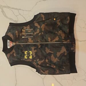 1738 New York Mens Full Zip Camo Embroidered Puffer Vest Green Size Large